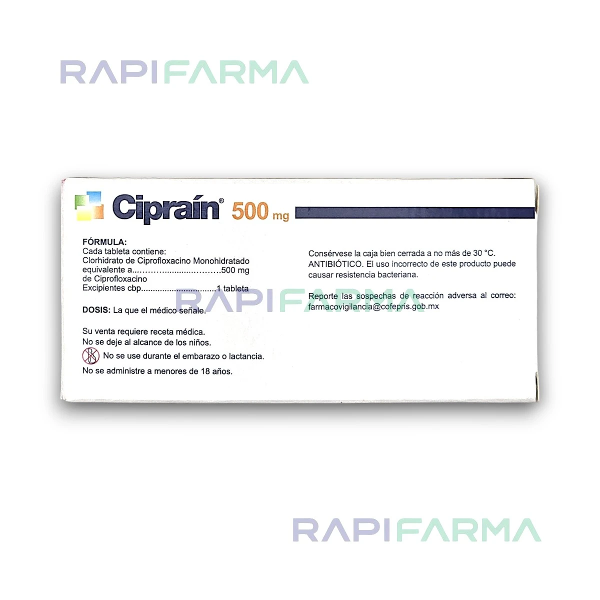 Ciprofloxacino 500mg 10tab (Cipraín) imagen 2