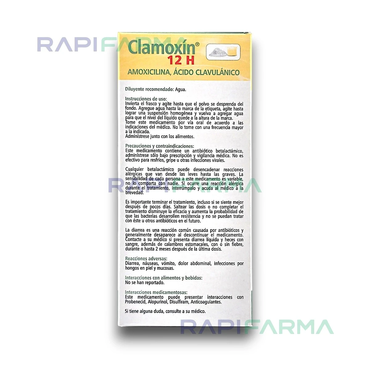 Amoxicilina Acido clavulánico suspensión (Clamoxín Pediátrico) imagen 2
