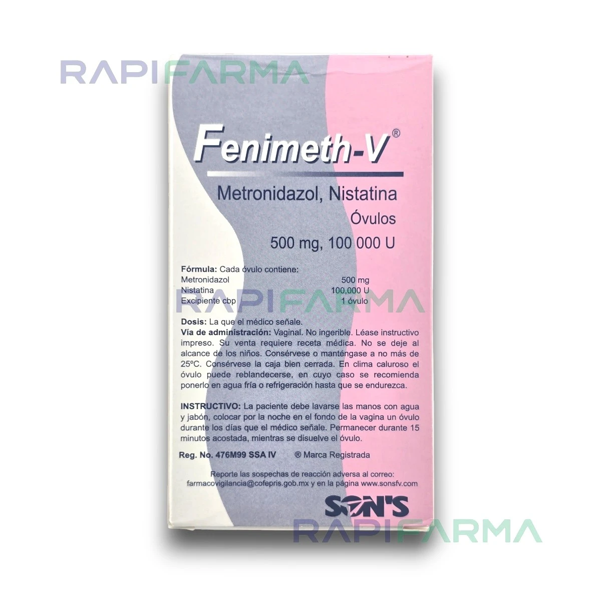 Fenimeth-V Óvulos (Metronidazol-Nistatina) 500mg-100 000 U imagen 2