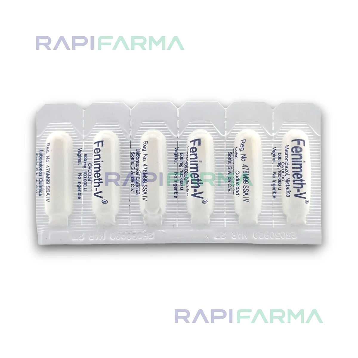 Fenimeth-V Óvulos (Metronidazol-Nistatina) 500mg-100 000 U imagen 3