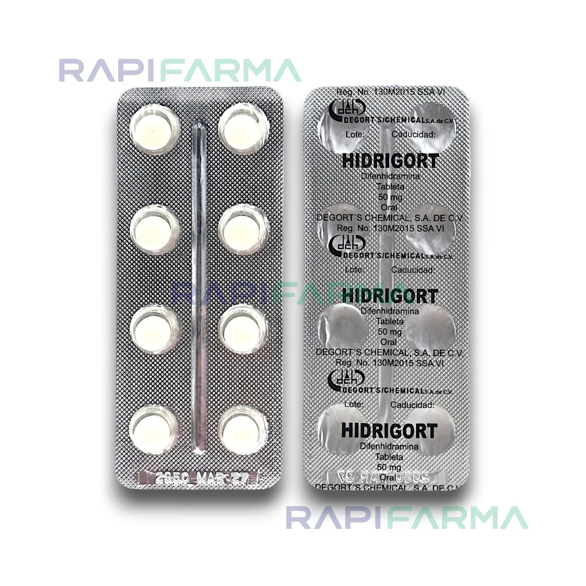 Difenhidramina 50mg 8tab (Hidrigort Benadrilina) imagen 3