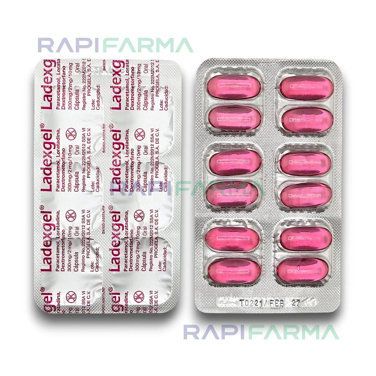 Paracetamol, Loratadina y Dextrometorfano 12cap (Ladexgel) imagen 3