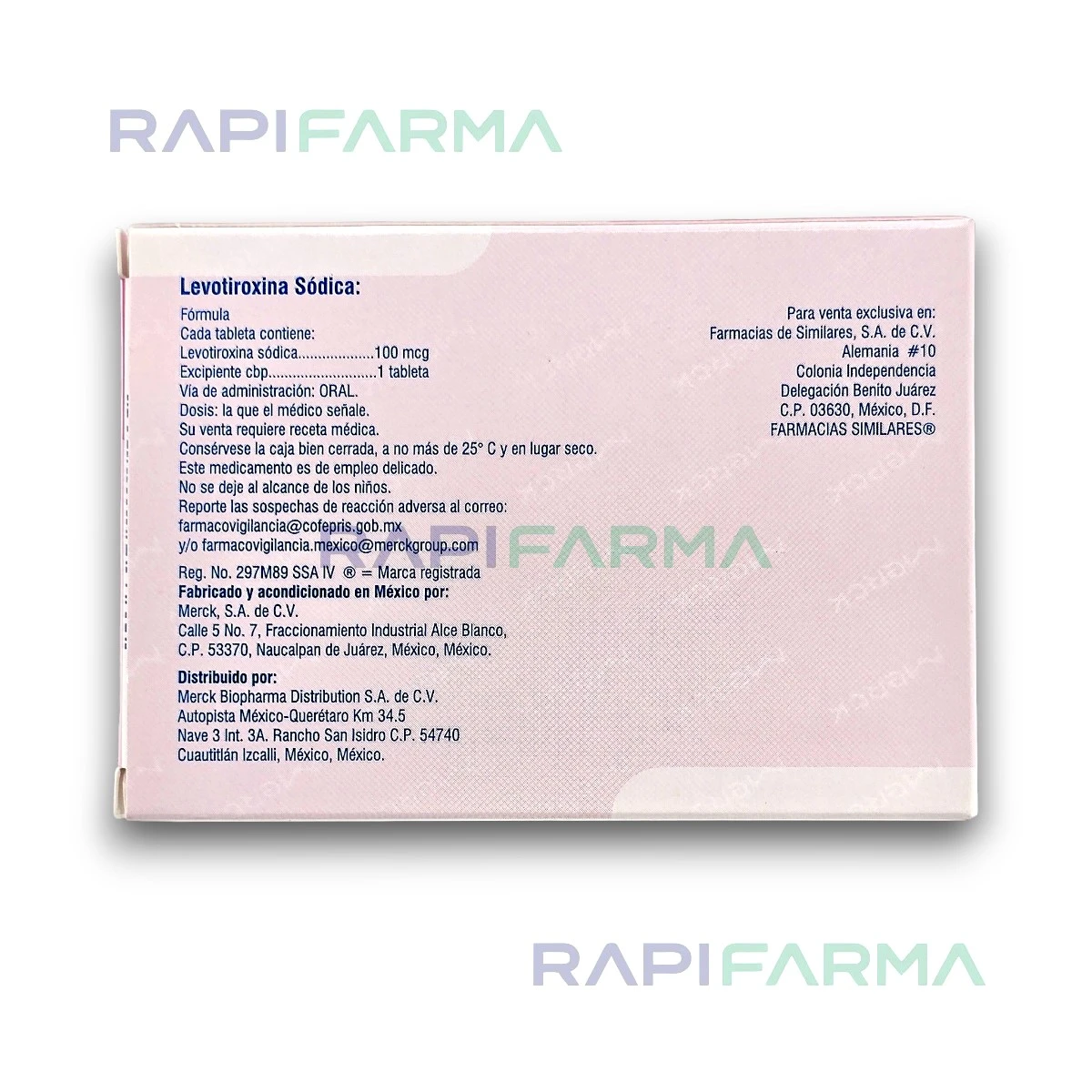 Levotiroxina Sódica 100mcg 100tab imagen 2