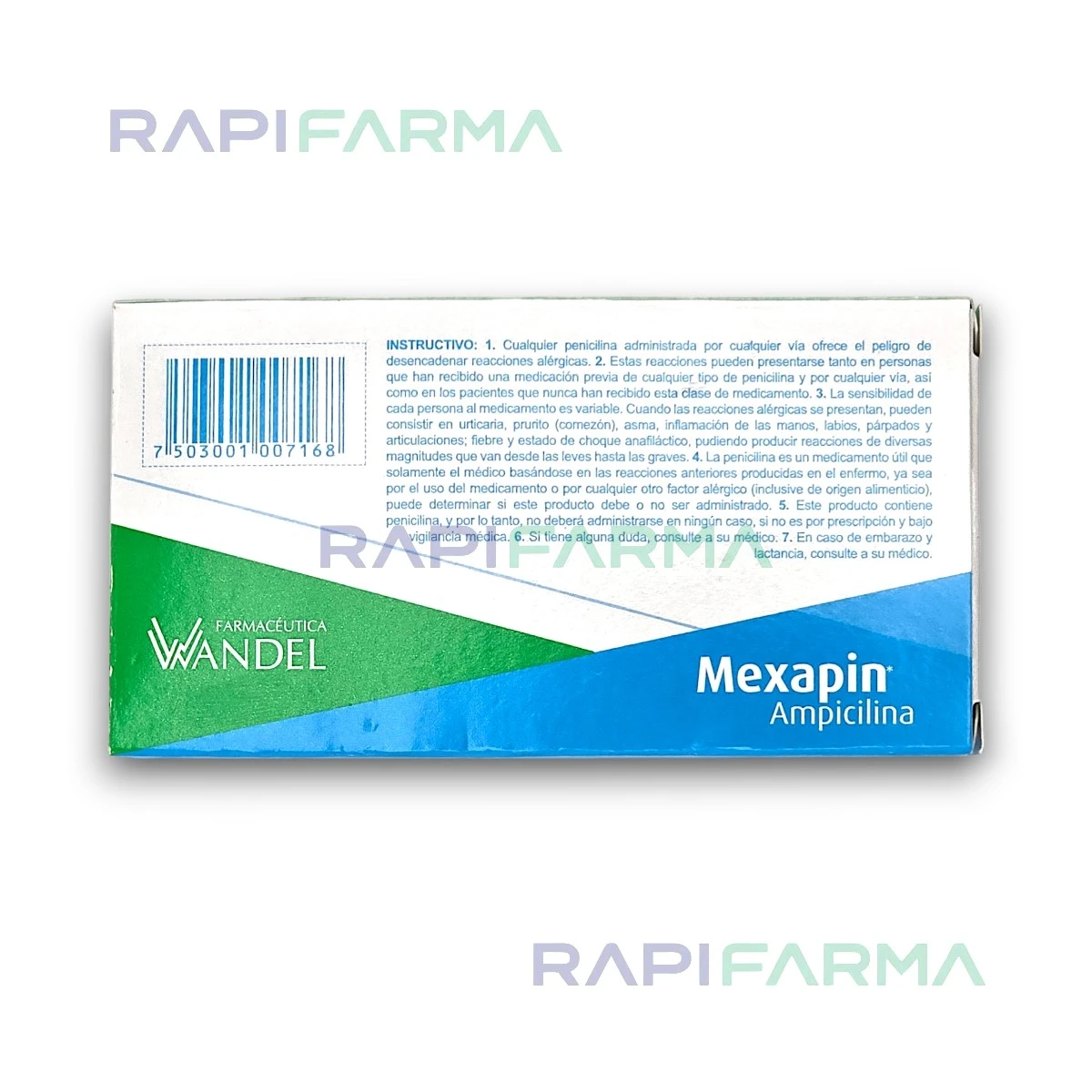 Ampicilina 500mg 20cap (Mexapin) imagen 2
