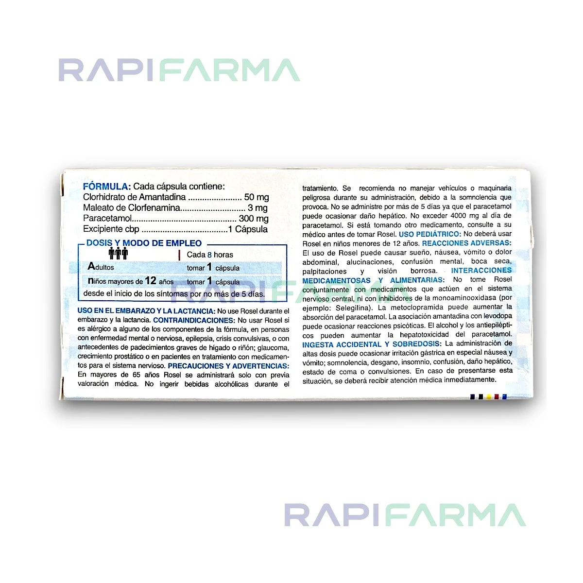 Amantadina /Clorfenamina/Paracetamol 24cap (Rosel) imagen 2