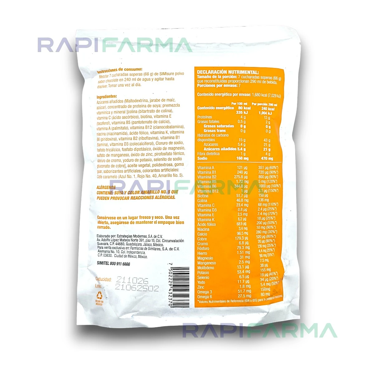 SIMISURE – Alimento en Polvo Sabor Chocolate (462 g) imagen 2