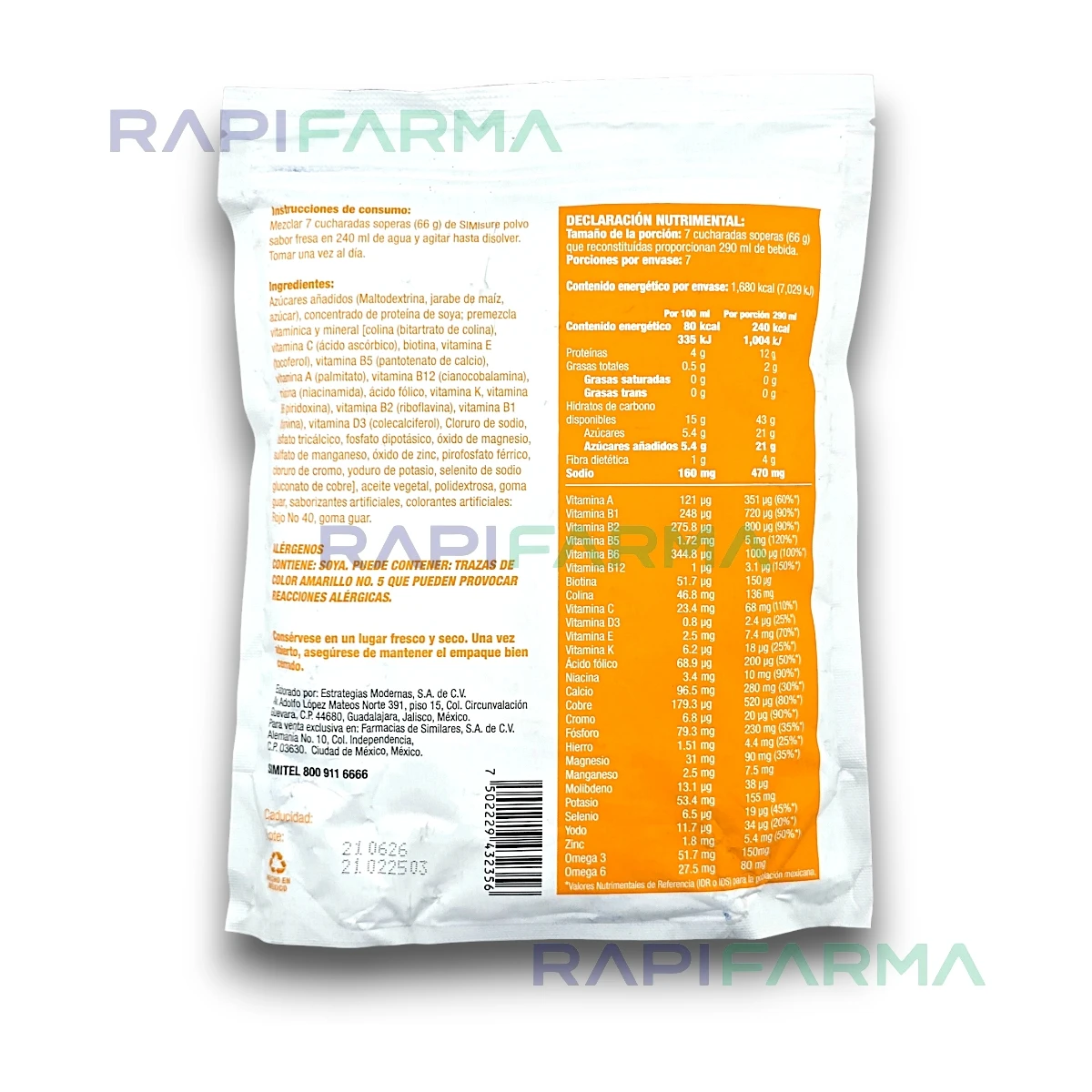 SIMISURE – Alimento en Polvo Sabor Fresa (462 g) imagen 2