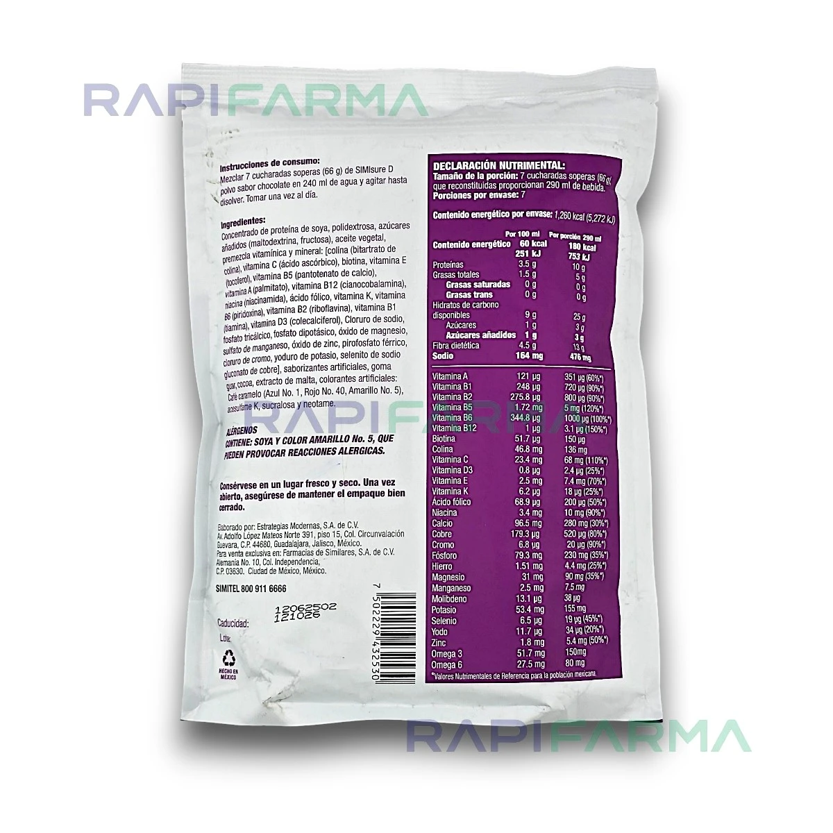 SIMISURE D – Alimento en Polvo Sabor Chocolate (462 g) imagen 2