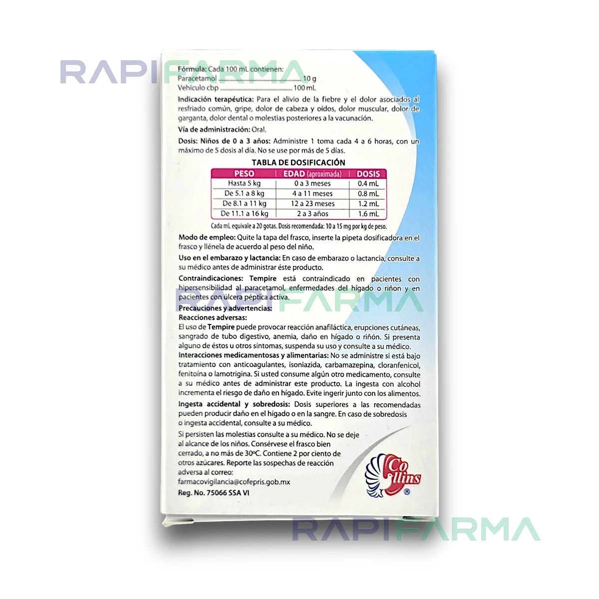Tempire Pediátrico Solución (Paracetamol) 100 mg/mL imagen 2