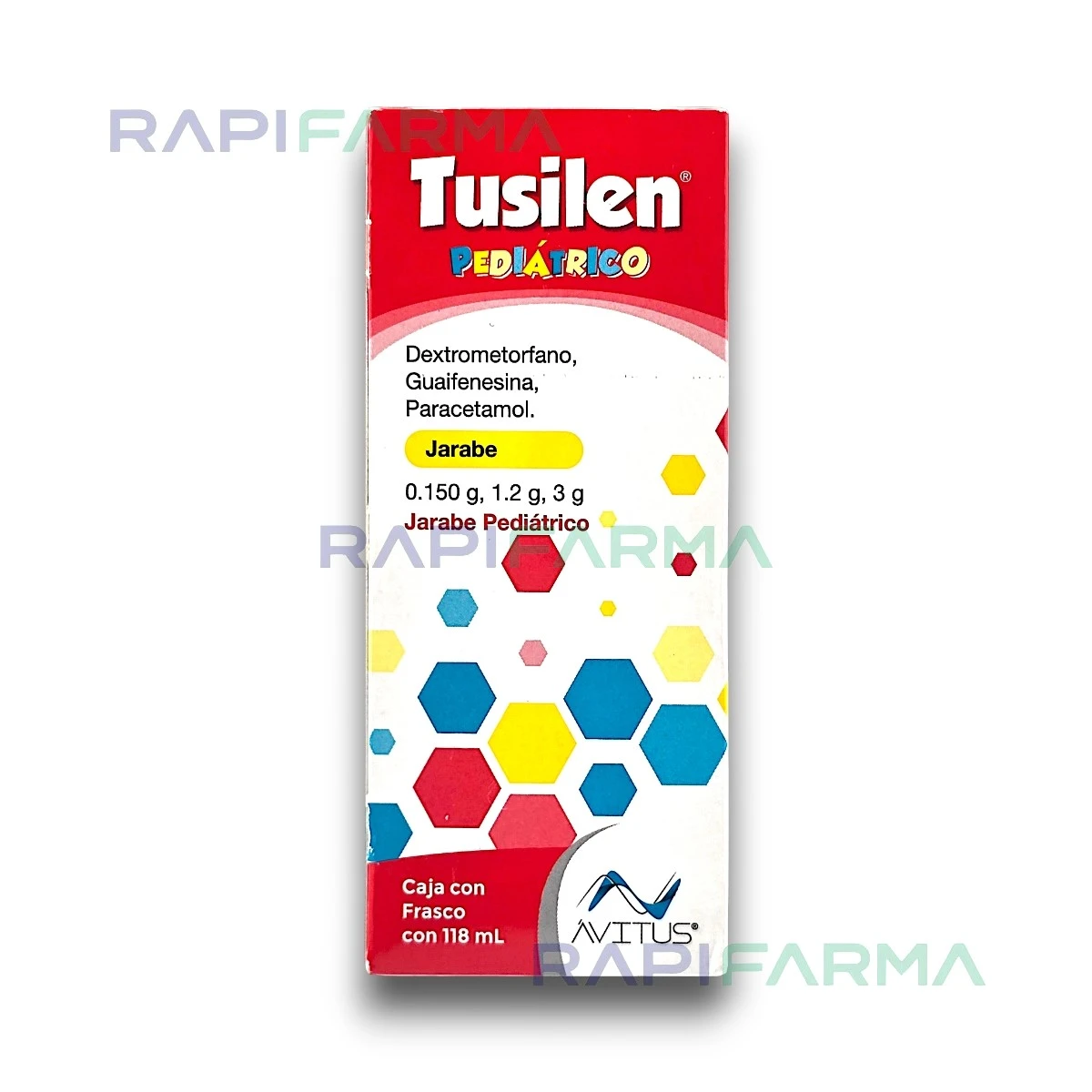 Tusilen Pediátrico Jarabe (Dextrometorfano 0.150 g, Guaifenesina 1.2 g y Paracetamol 3 g)