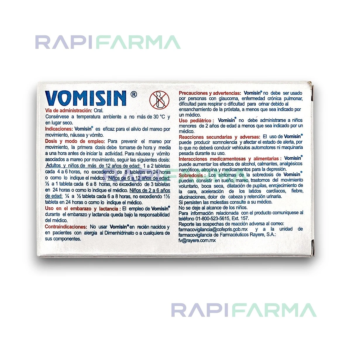 Dimenhidrinato 50mg 20tab (Vomisin Gravinol) imagen 2